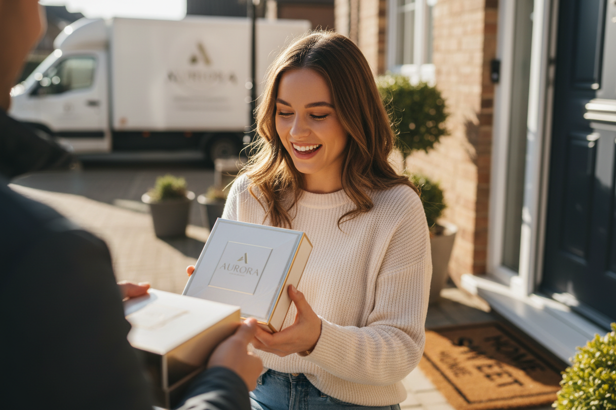 Cliente recebendo produto Lúmina Parfums